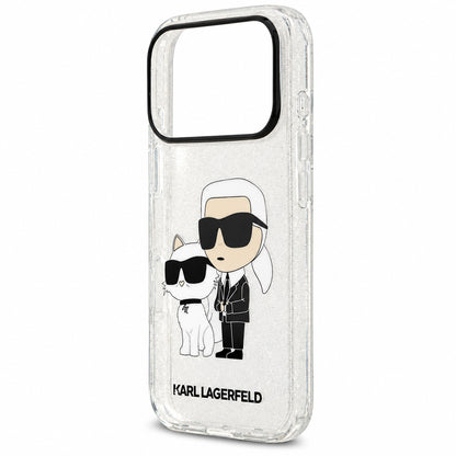Калъф за Apple iPhone 18 Pro / 17 Pro, Karl Lagerfeld, IML Glitter Karl and Choupette NFT, прозрачен