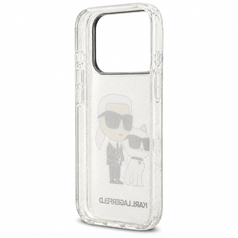 Калъф за Apple iPhone 18 Pro / 17 Pro, Karl Lagerfeld, IML Glitter Karl and Choupette NFT, прозрачен
