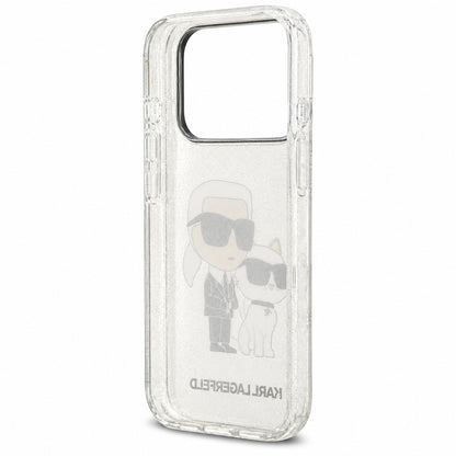 Калъф за Apple iPhone 18 Pro / 17 Pro, Karl Lagerfeld, IML Glitter Karl and Choupette NFT, прозрачен