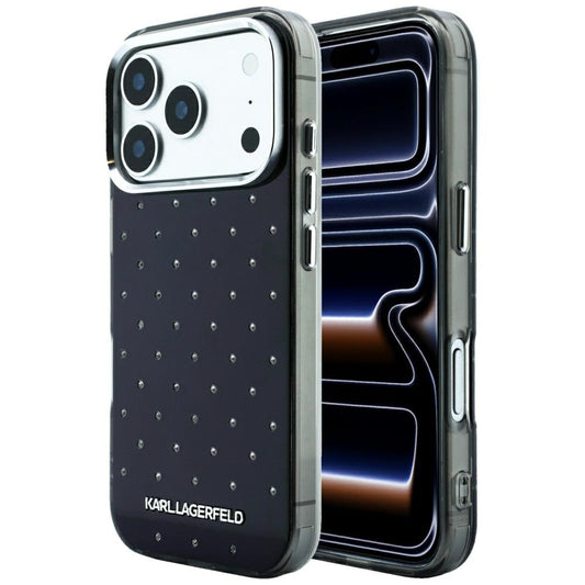 Калъф за Apple iPhone 18 Pro / 17 Pro, Karl Lagerfeld, IML кристали и електроплатинирано лого, черен