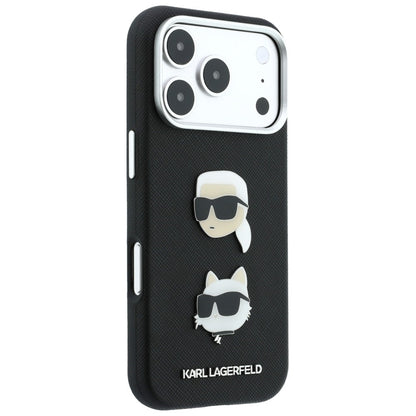 Калъф за Apple iPhone 18 Pro / 17 Pro, Karl Lagerfeld, Saffiano Crossbody Karl & Choupette Head's Pins Logo, черен