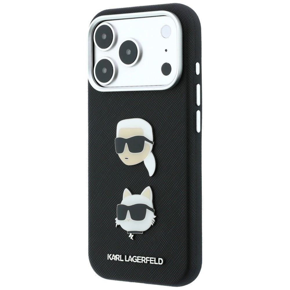 Калъф за Apple iPhone 18 Pro / 17 Pro, Karl Lagerfeld, Saffiano Crossbody Karl & Choupette Head's Pins Logo, черен