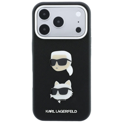 Калъф за Apple iPhone 18 Pro / 17 Pro, Karl Lagerfeld, Saffiano Crossbody Karl & Choupette Head's Pins Logo, черен