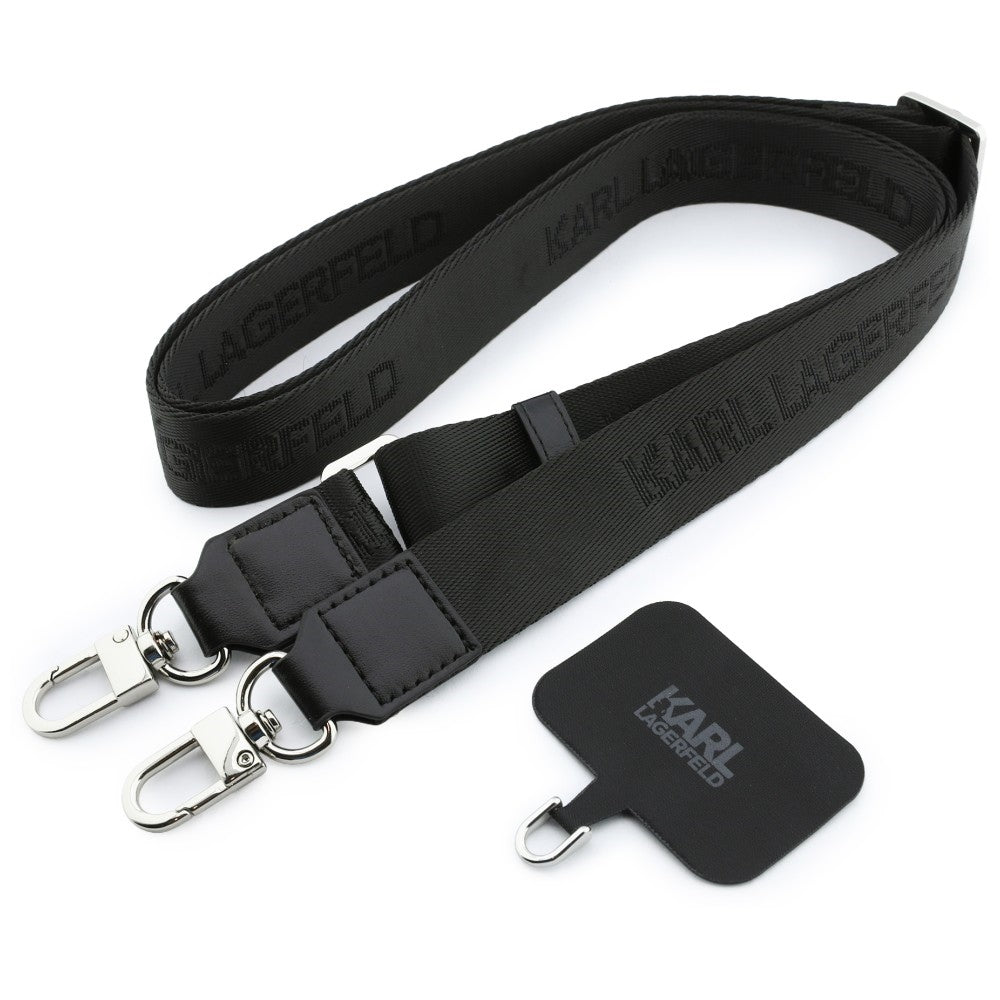 Калъф за Apple iPhone 18 Pro / 17 Pro, Karl Lagerfeld, Saffiano Crossbody Karl & Choupette Head's Pins Logo, черен