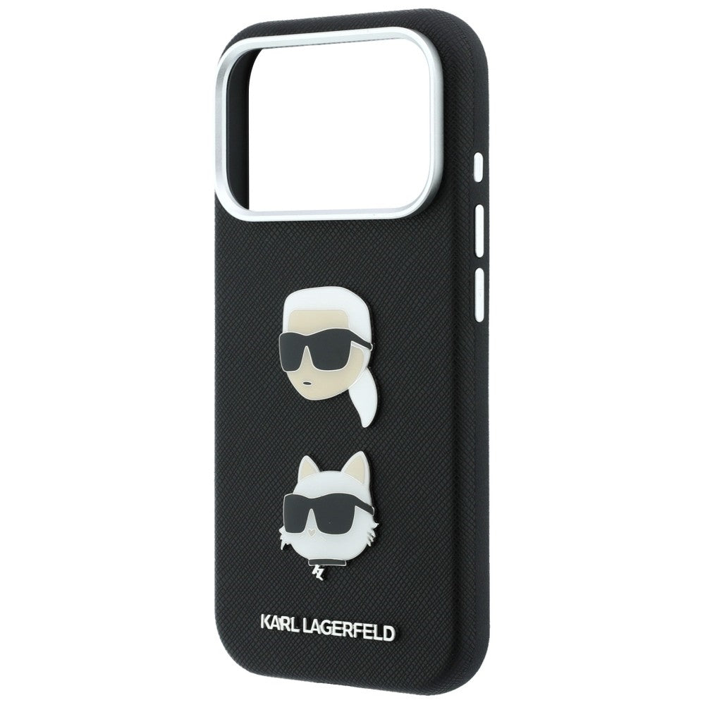 Калъф за Apple iPhone 18 Pro / 17 Pro, Karl Lagerfeld, Saffiano Crossbody Karl & Choupette Head's Pins Logo, черен
