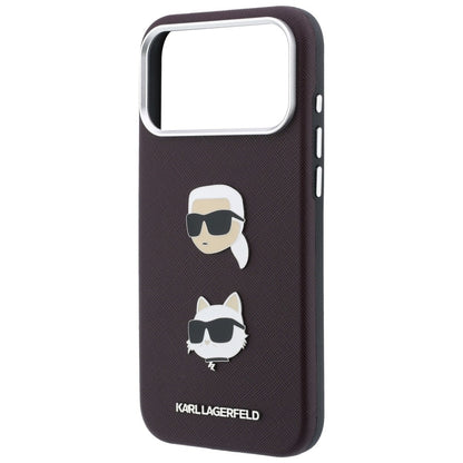Калъф за Apple iPhone 18 Pro / 17 Pro, Karl Lagerfeld, Saffiano Crossbody Karl & Choupette Head's Pins Logo, бордо