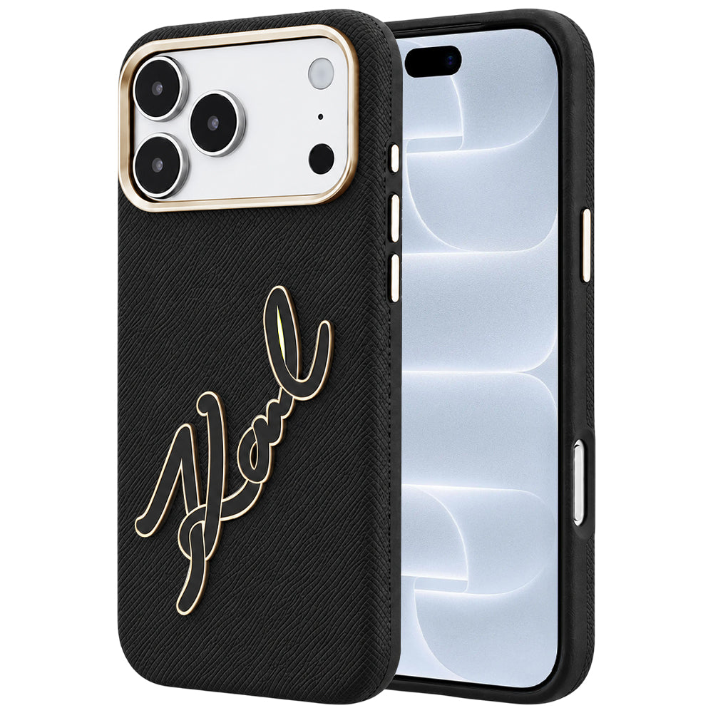 Калъф за Apple iPhone 18 Pro / 17 Pro, Karl Lagerfeld, Smooth Big Resin Signature Logo, Черен