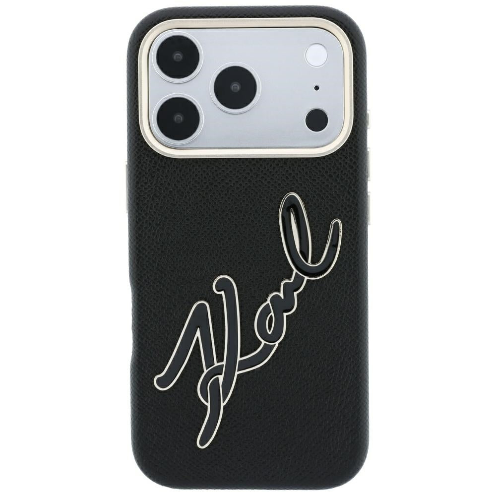 Калъф за Apple iPhone 18 Pro / 17 Pro, Karl Lagerfeld, Smooth Big Resin Signature Logo, Черен