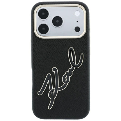 Калъф за Apple iPhone 18 Pro / 17 Pro, Karl Lagerfeld, Smooth Big Resin Signature Logo, Черен