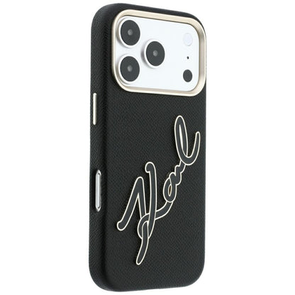 Калъф за Apple iPhone 18 Pro / 17 Pro, Karl Lagerfeld, Smooth Big Resin Signature Logo, Черен