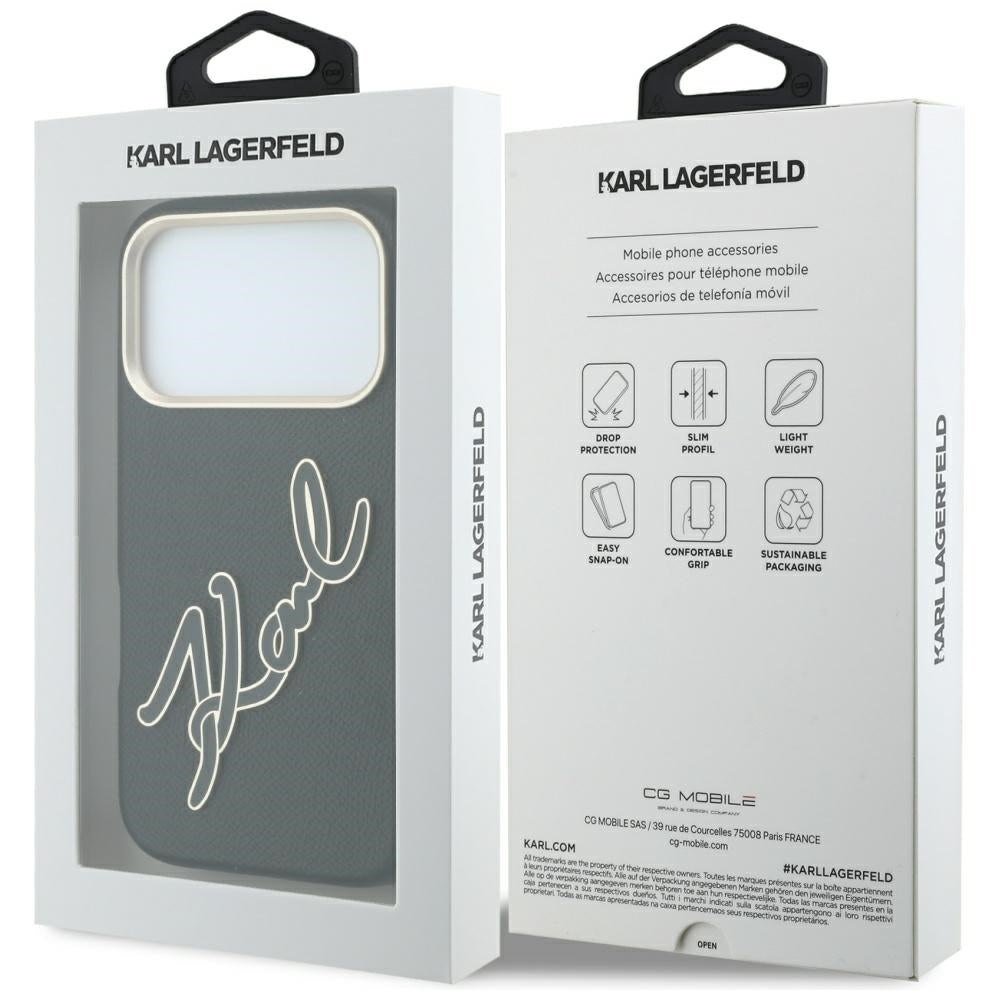 Калъф за Apple iPhone 18 Pro / 17 Pro, Karl Lagerfeld, Smooth Big Resin Signature Logo, Черен