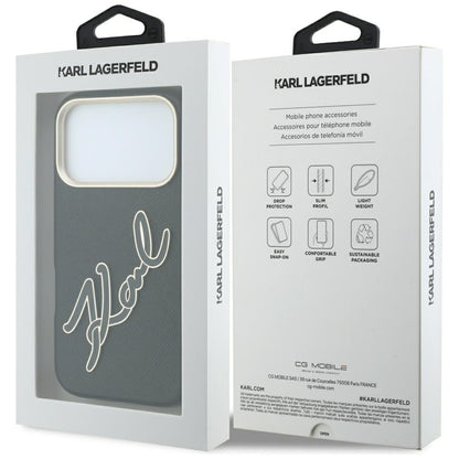 Калъф за Apple iPhone 18 Pro / 17 Pro, Karl Lagerfeld, Smooth Big Resin Signature Logo, Черен