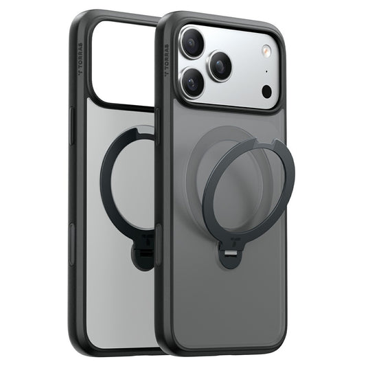 Калъф MagSafe за Apple iPhone 18 Pro / 17 Pro, Torras, Ostand Spin, Черен