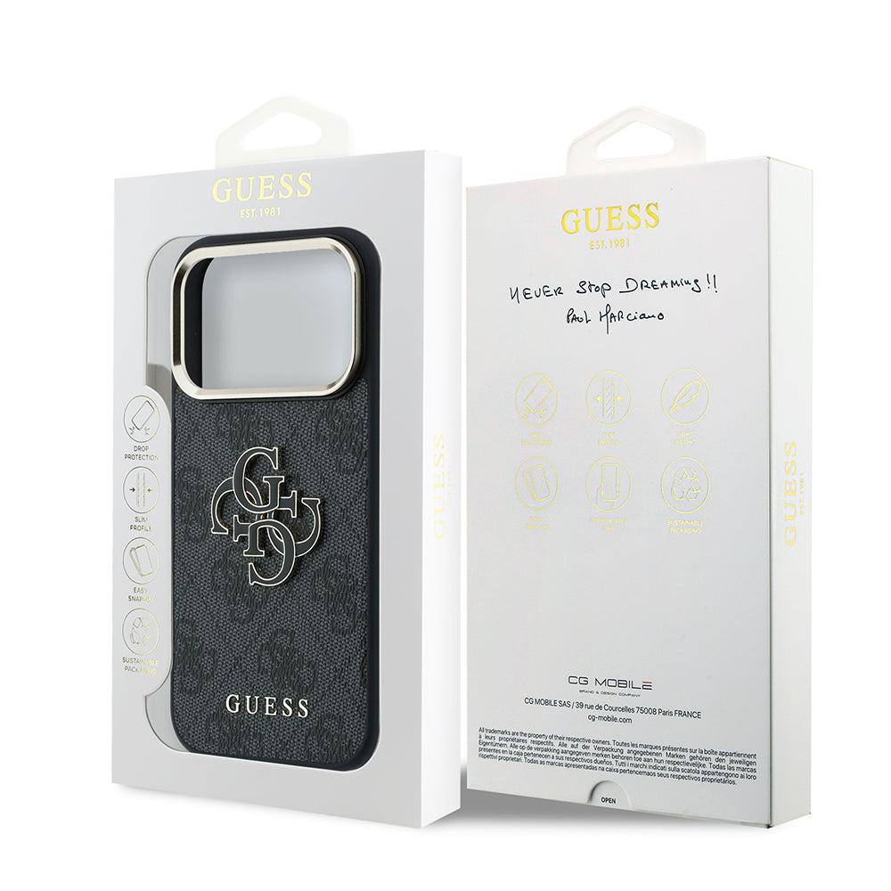 Калъф за Apple iPhone 18 Pro Max / 17 Pro Max, Guess, 4G Big Resin Logo, Черен