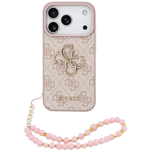 Калъф за Apple iPhone 18 Pro Max / 17 Pro Max, Guess, 4G Classic Logo с каишка, розов