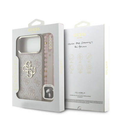 Калъф за Apple iPhone 18 Pro Max / 17 Pro Max, Guess, 4G Classic Logo с каишка, Розово злато