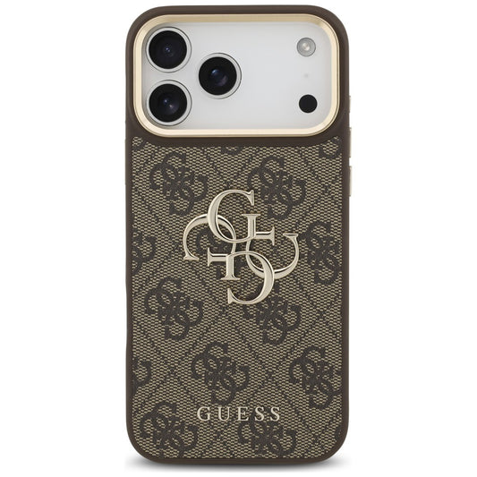 Case for Apple iPhone 18 Pro Max / 17 Pro Max, Guess, Big 4G Classic Logo & Big Strap Metal Buttons, Brown