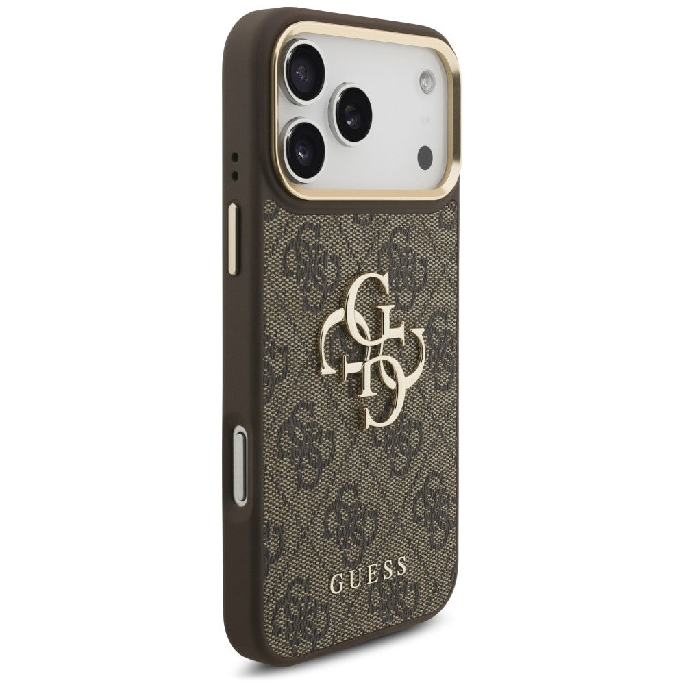 Case for Apple iPhone 18 Pro Max / 17 Pro Max, Guess, Big 4G Classic Logo & Big Strap Metal Buttons, Brown