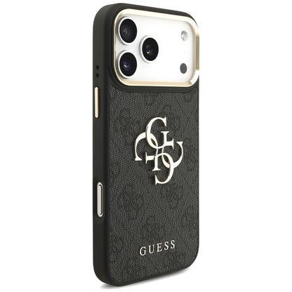 Case for Apple iPhone 18 Pro Max / 17 Pro Max, Guess, Big 4G Classic Logo & Big Strap Metal Buttons, Black
