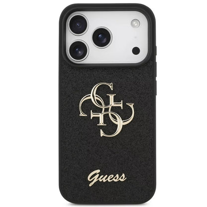 Калъф за Apple iPhone 18 Pro Max / 17 Pro Max, Guess, Fixed Glitter Big 4G, Черен