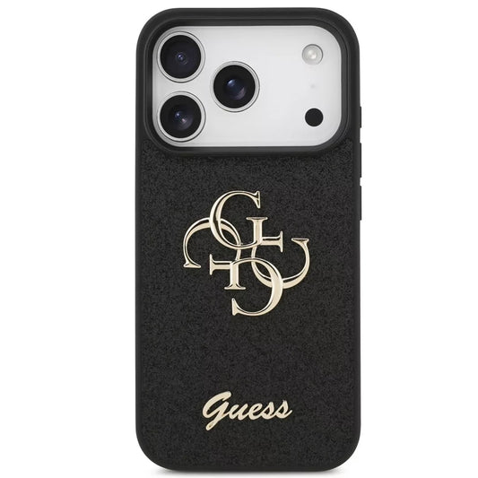 Калъф за Apple iPhone 18 Pro Max / 17 Pro Max, Guess, Fixed Glitter Big 4G, Черен