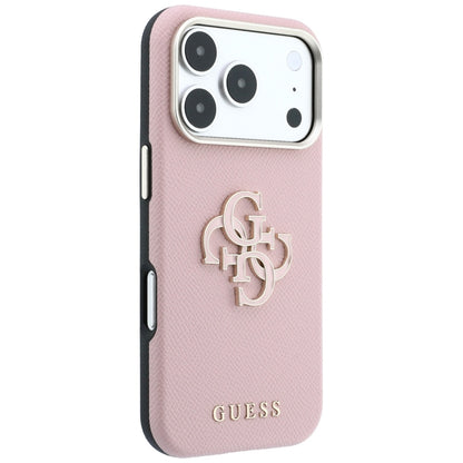 Калъф за Apple iPhone 18 Pro Max / 17 Pro Max, Guess, с голям релефен лого от смола, розов