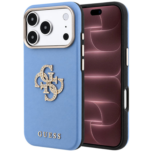Case for Apple iPhone 18 Pro Max / 17 Pro Max, Guess, Smooth Big Strass Logo, Blue