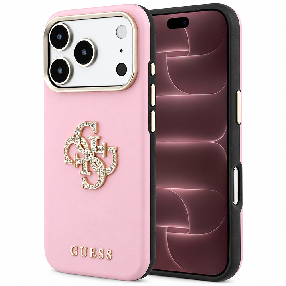 Калъф за Apple iPhone 18 Pro Max / 17 Pro Max, Guess, Smooth Big Strass Logo, розов