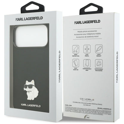 Case for Apple iPhone 18 Pro Max / 17 Pro Max, Karl Lagerfeld, Choupette Metal Pin, Black