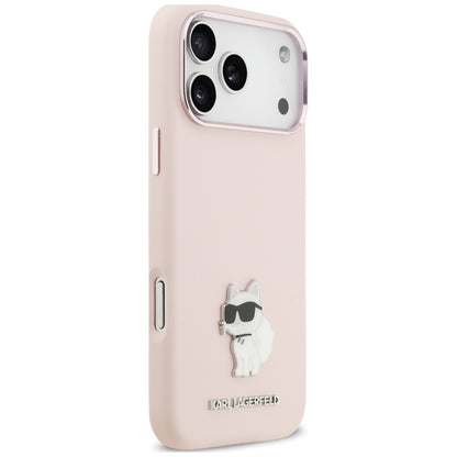 Калъф за Apple iPhone 18 Pro Max / 17 Pro Max, Karl Lagerfeld, Choupette Metal Pin, розов