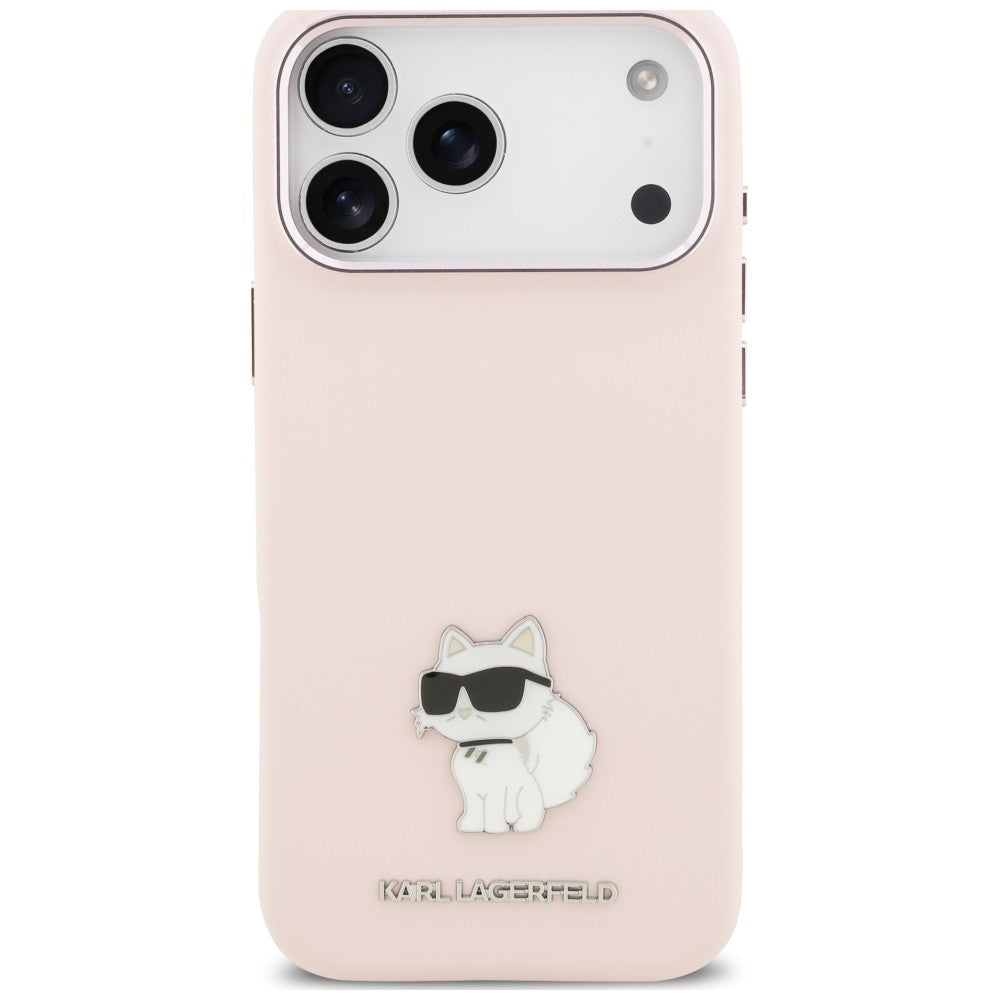 Калъф за Apple iPhone 18 Pro Max / 17 Pro Max, Karl Lagerfeld, Choupette Metal Pin, розов