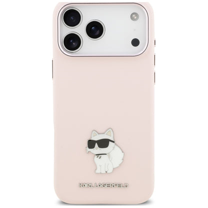 Калъф за Apple iPhone 18 Pro Max / 17 Pro Max, Karl Lagerfeld, Choupette Metal Pin, розов