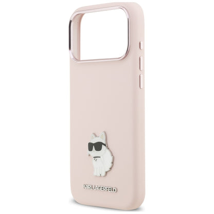 Калъф за Apple iPhone 18 Pro Max / 17 Pro Max, Karl Lagerfeld, Choupette Metal Pin, розов