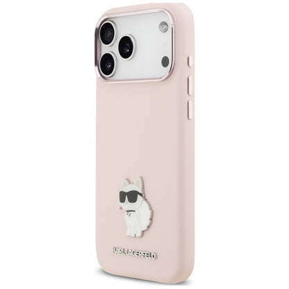 Калъф за Apple iPhone 18 Pro Max / 17 Pro Max, Karl Lagerfeld, Choupette Metal Pin, розов