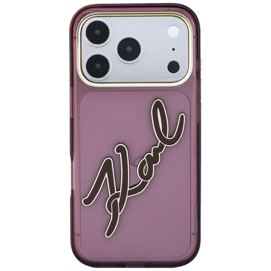 Калъф за Apple iPhone 18 Pro Max / 17 Pro Max, Karl Lagerfeld, IML Big Signature Resin Logo Metal Frame, Бордо