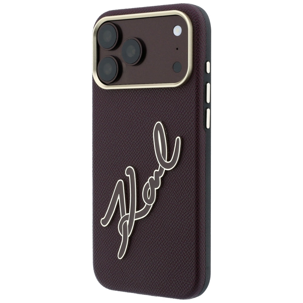Калъф за Apple iPhone 18 Pro Max / 17 Pro Max, Karl Lagerfeld, Smooth Big Resin Signature Logo, Бордо