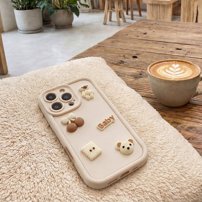 Калъф за Apple iPhone 13, OEM, Ultra Trendy 3D Bear, Бежов