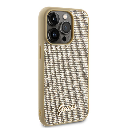 Калъф за Apple iPhone 15 Pro, Guess, PU Square Mirror Script Logo, Златист GUHCP15LPMSDGSD