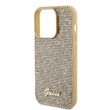 Калъф за Apple iPhone 15 Pro, Guess, PU Square Mirror Script Logo, Златист GUHCP15LPMSDGSD