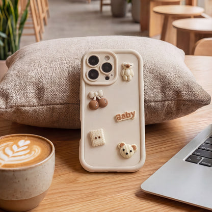 Калъф за Apple iPhone 15, OEM, Ultra Trendy 3D Bear, Бежов