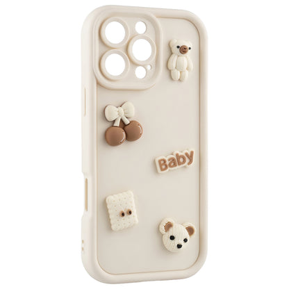 Case for Apple iPhone 15 Pro, OEM, Ultra Trendy 3D Bear, Beige