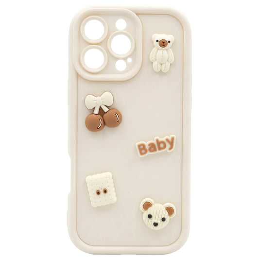 Калъф за Apple iPhone 16 Pro Max, OEM, Ultra Trendy 3D Bear, Бежов