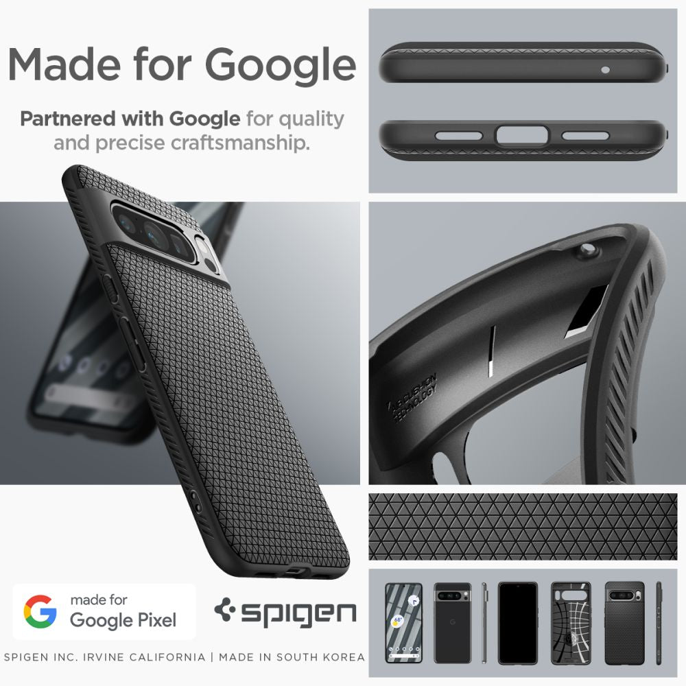 Калъф за Google Pixel 8 Pro, Spigen, Liquid Air Matte, черен ACS06311