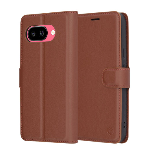 Калъф за Google Pixel 9a, Techsuit, Leather Folio, Кафяв