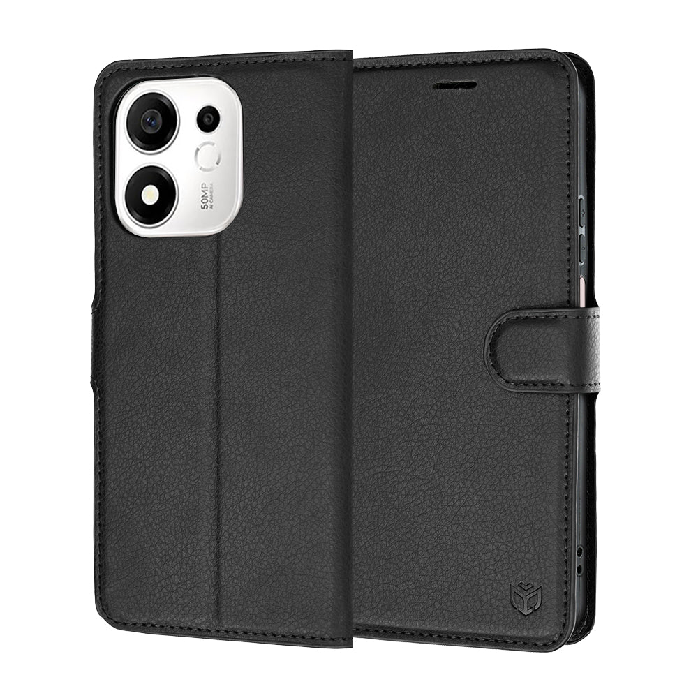 Калъф за Honor 600 Smart, Techsuit, Leather Folio, Черен