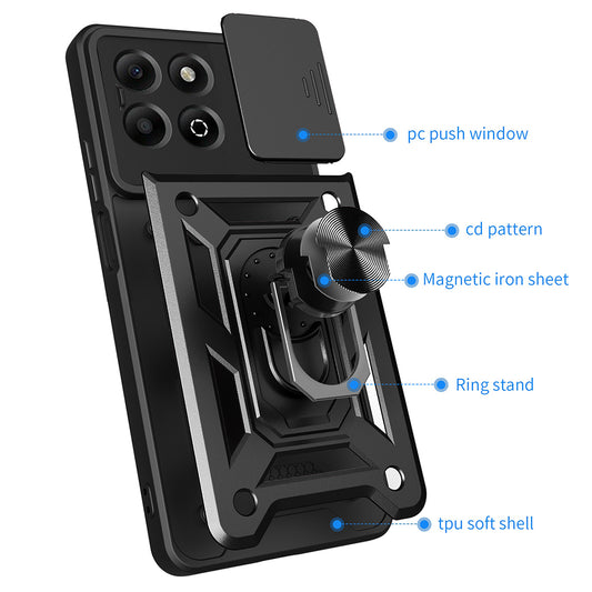 Калъф за Honor X6b, Techsuit, CamShield, Черен