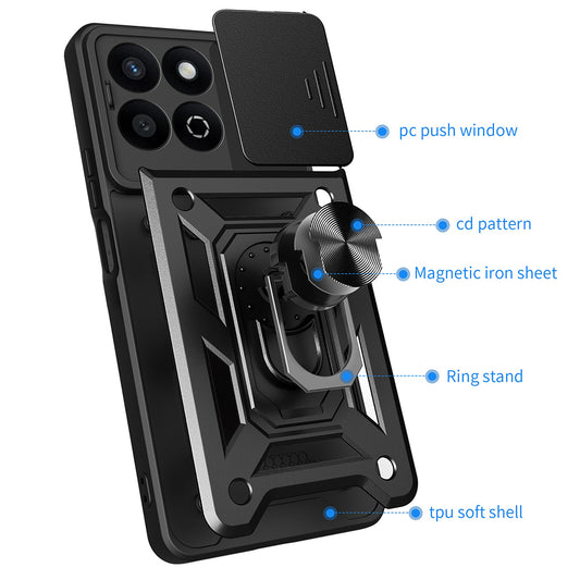 Калъф за Honor X7c / 200 Smart, Techsuit, CamShield, Черен