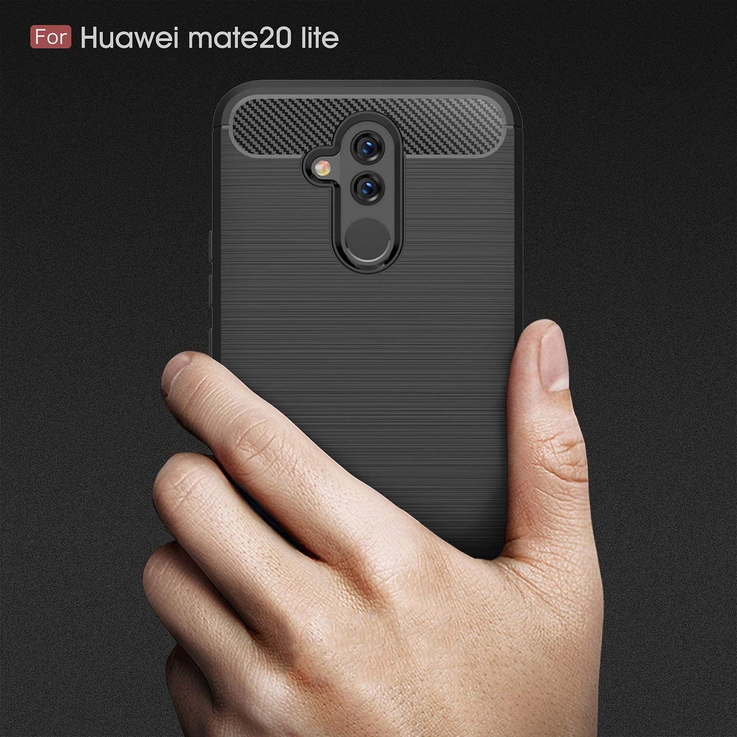 Калъф за Huawei Mate 20 Lite, Techsuit, Карбон, Черен