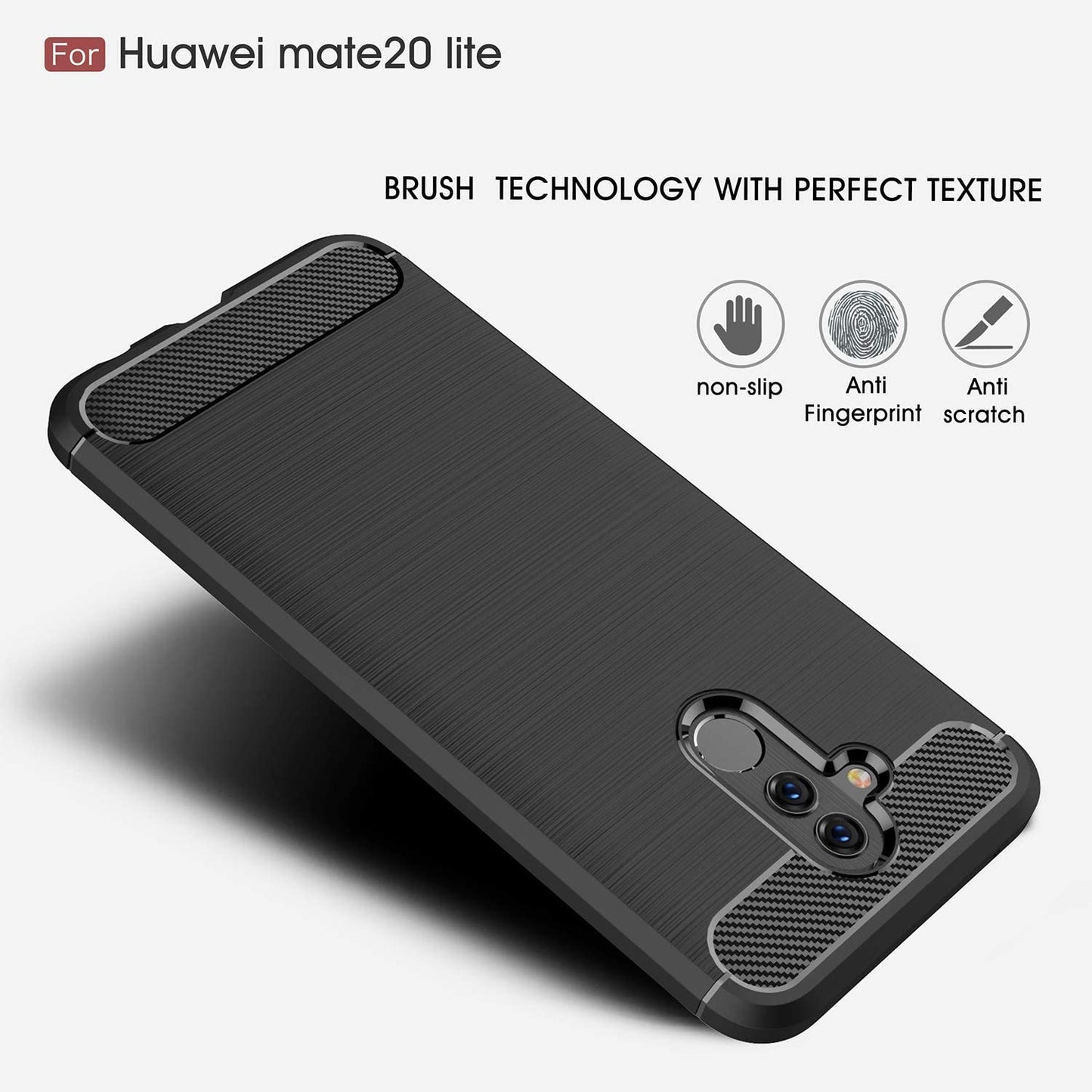 Калъф за Huawei Mate 20 Lite, Techsuit, Карбон, Черен
