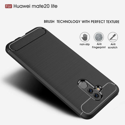 Калъф за Huawei Mate 20 Lite, Techsuit, Карбон, Черен